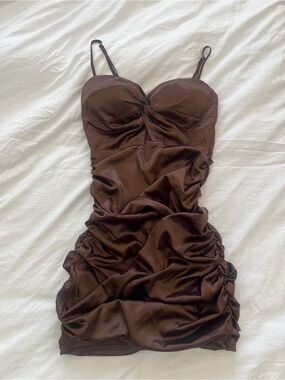 (NWT) Windsor Brown Satin Slip Dress